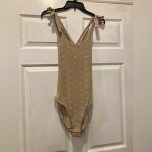 Old Navy Tan Polka Dot Bodysuit